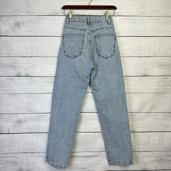 COTTON ON Stretch Straight Jeans Size 4 Vintage Wash Boyfriend Hi Rise Denim‎ - Picture 5 of 9